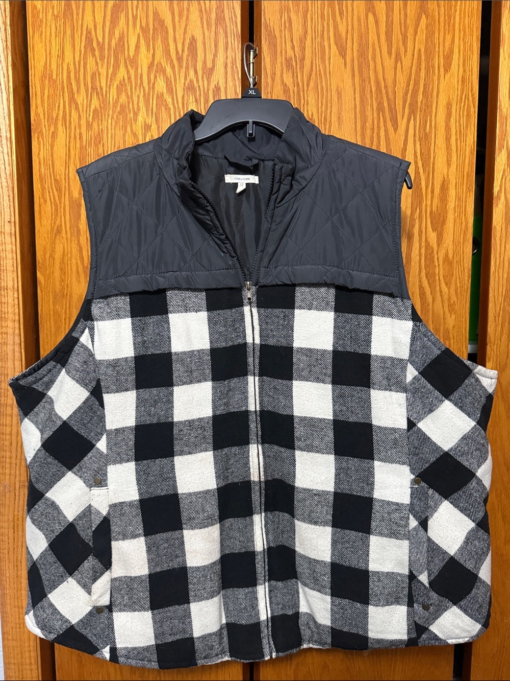 Black & White Buffalo Plaid Quilted Yoke Vest